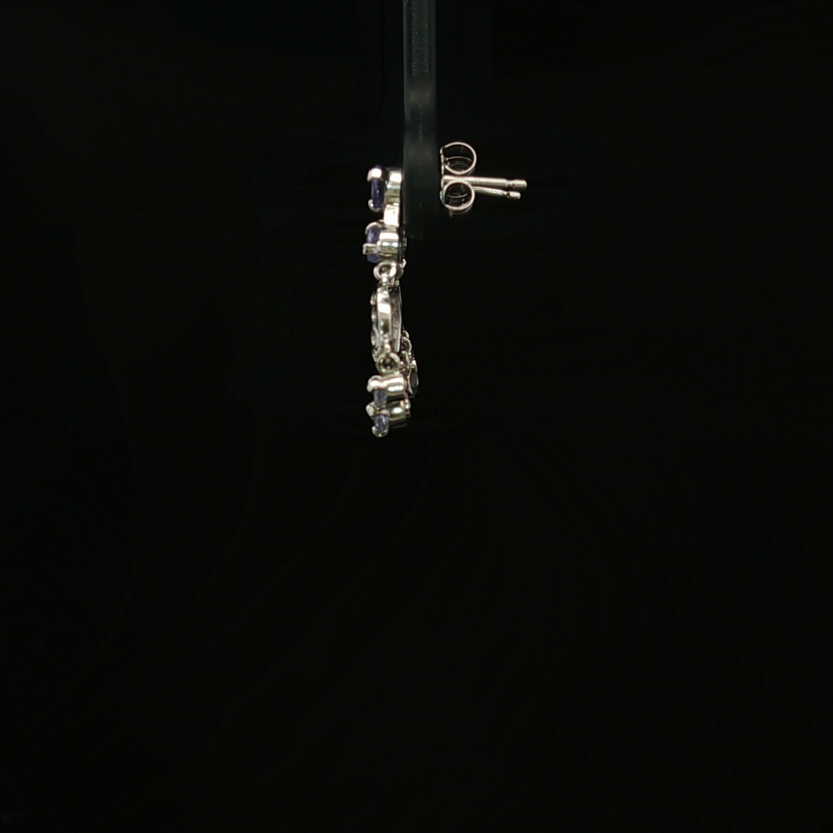 14K White Gold Textured Tanzanite Dangle Earrings
