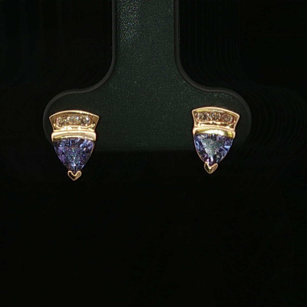 14K Yellow Gold Tanzanite and Diamond Stud Earrings