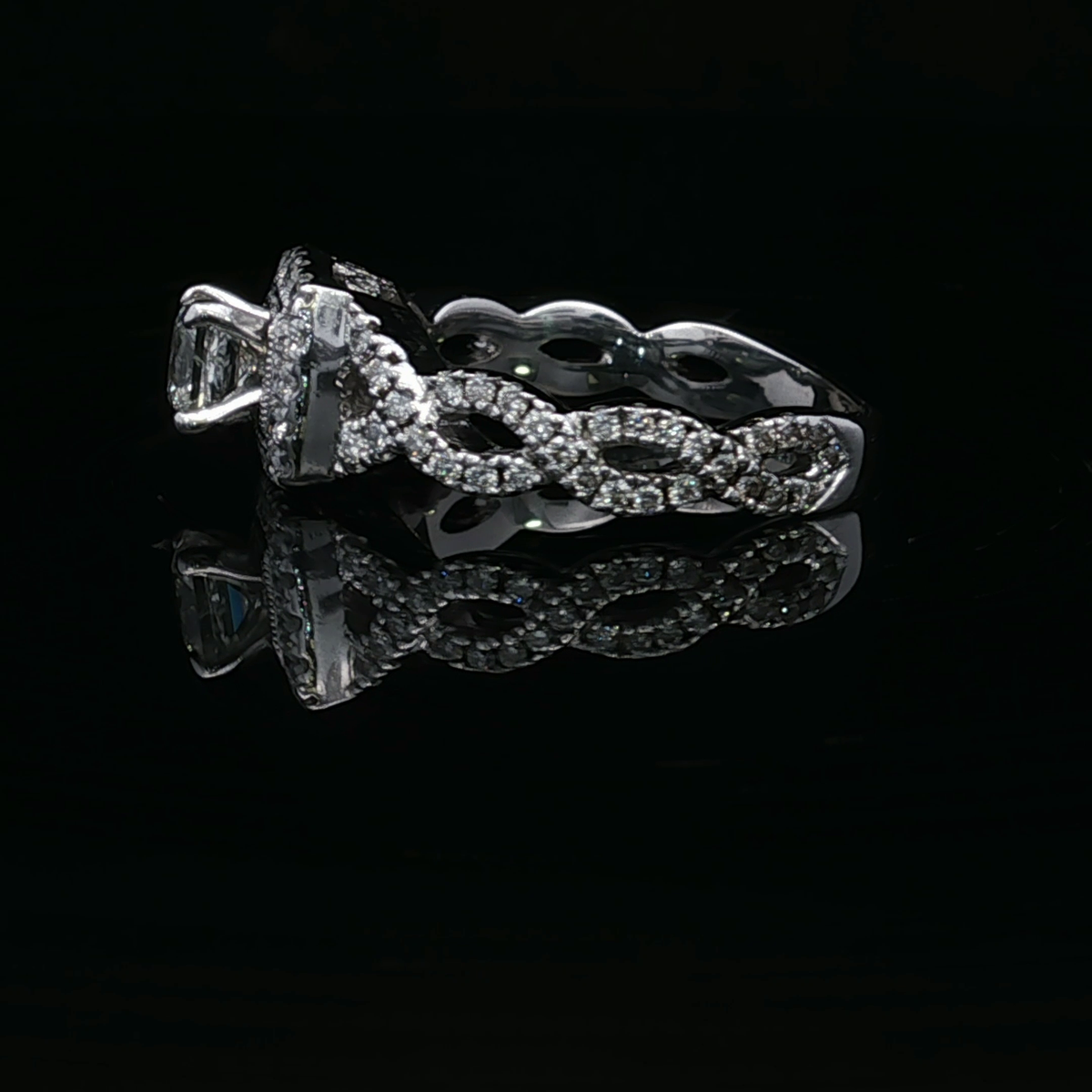 Michelle 14K White Gold 1/2ctw Princess Cut Halo Engagement Ring
