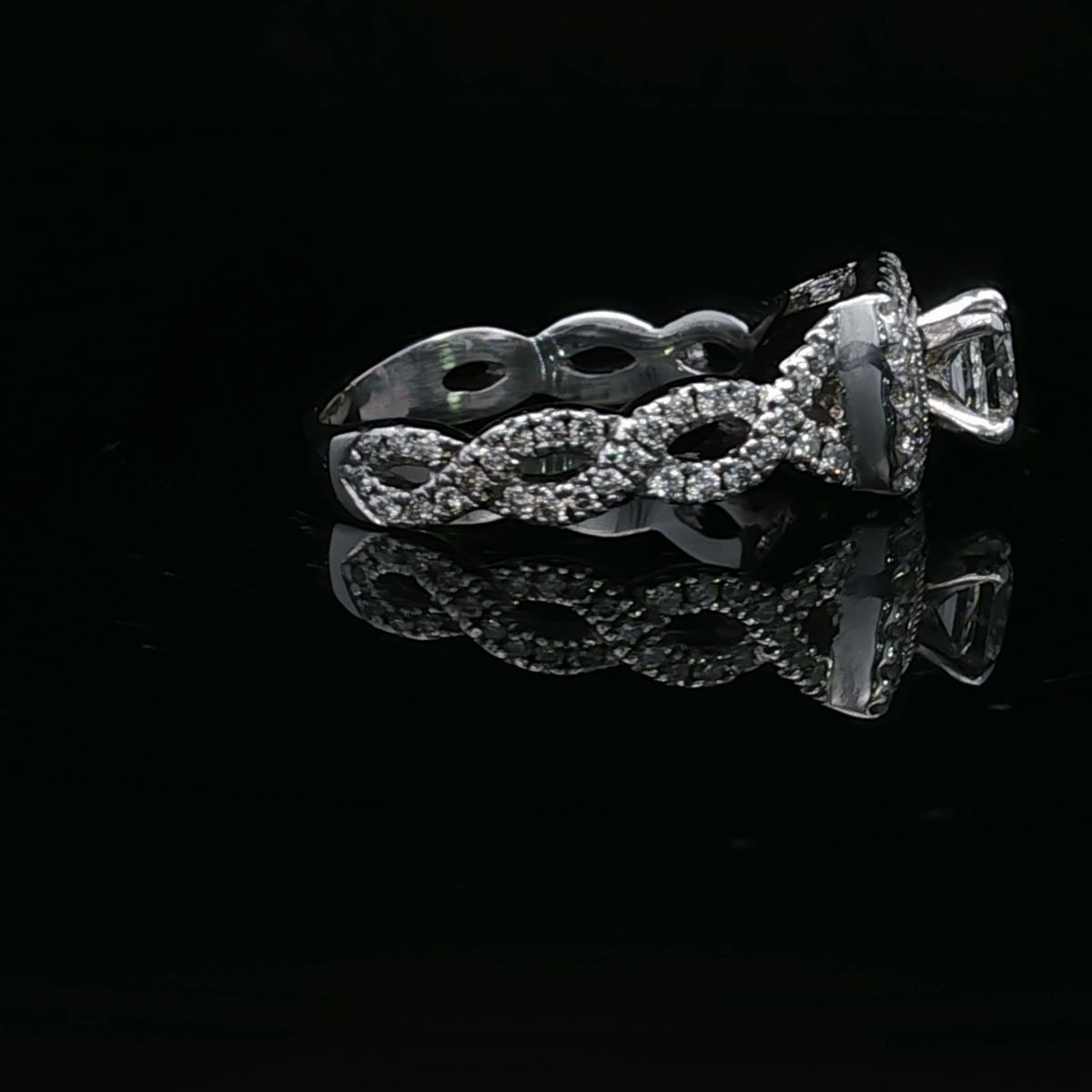 Michelle 14K White Gold 1/2ctw Princess Cut Halo Engagement Ring
