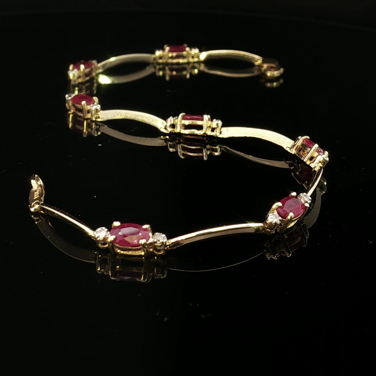 Nola 14K Yellow Gold 2.25CTW Oval Ruby and Diamond Bracelet