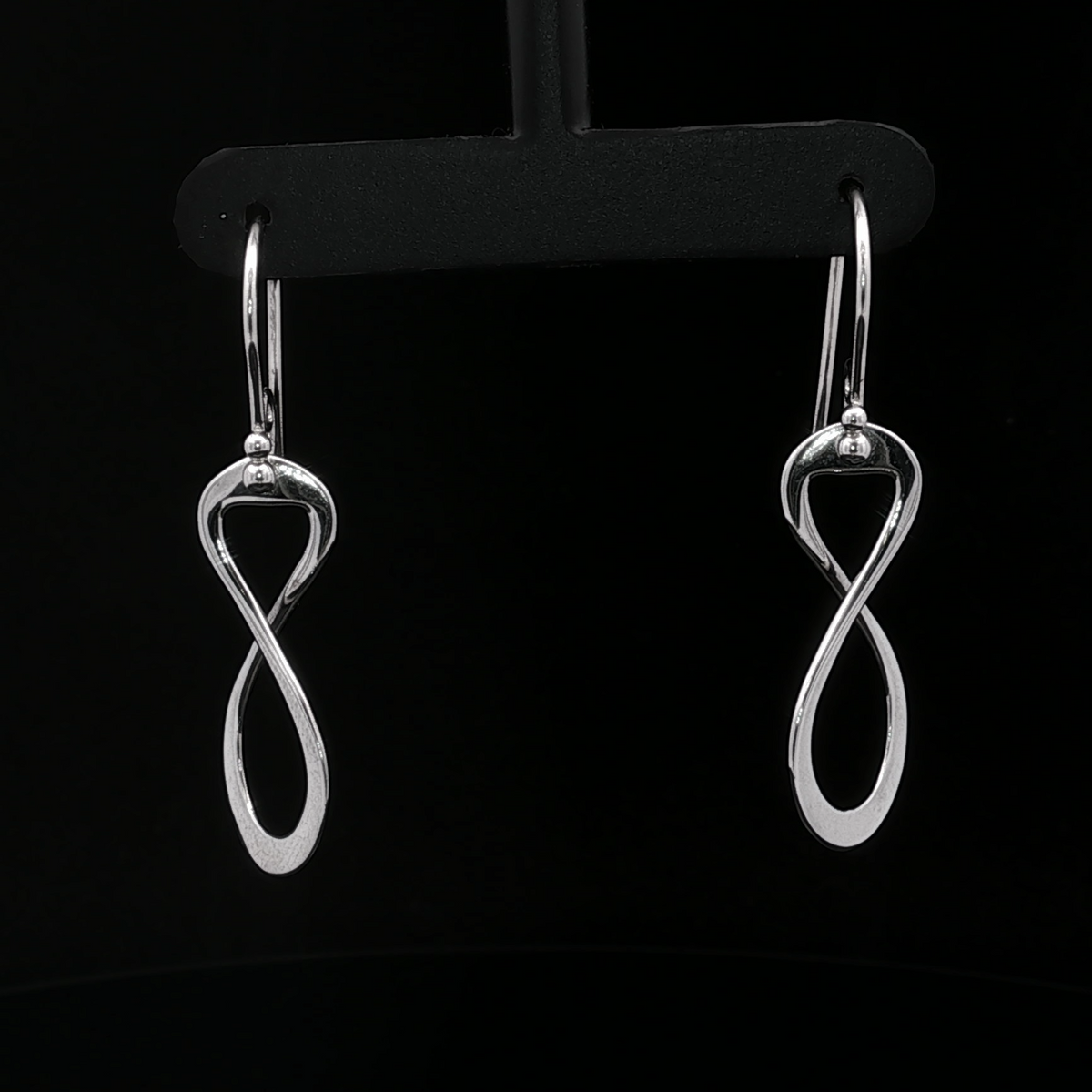 14K White Gold Infinity Drop Earrings