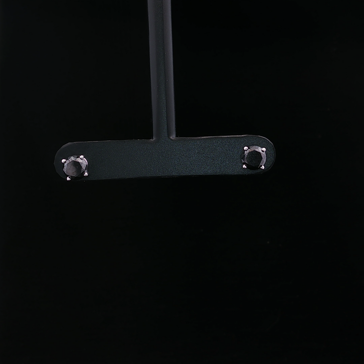 10K White Gold Black Diamond Stud Earrings