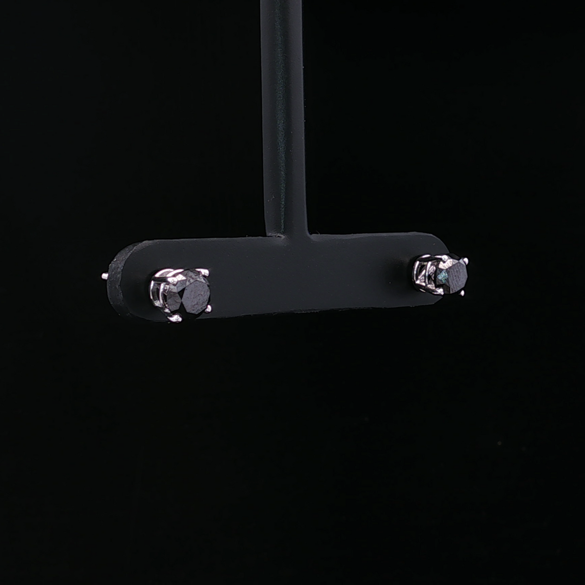 10K White Gold Black Diamond Stud Earrings