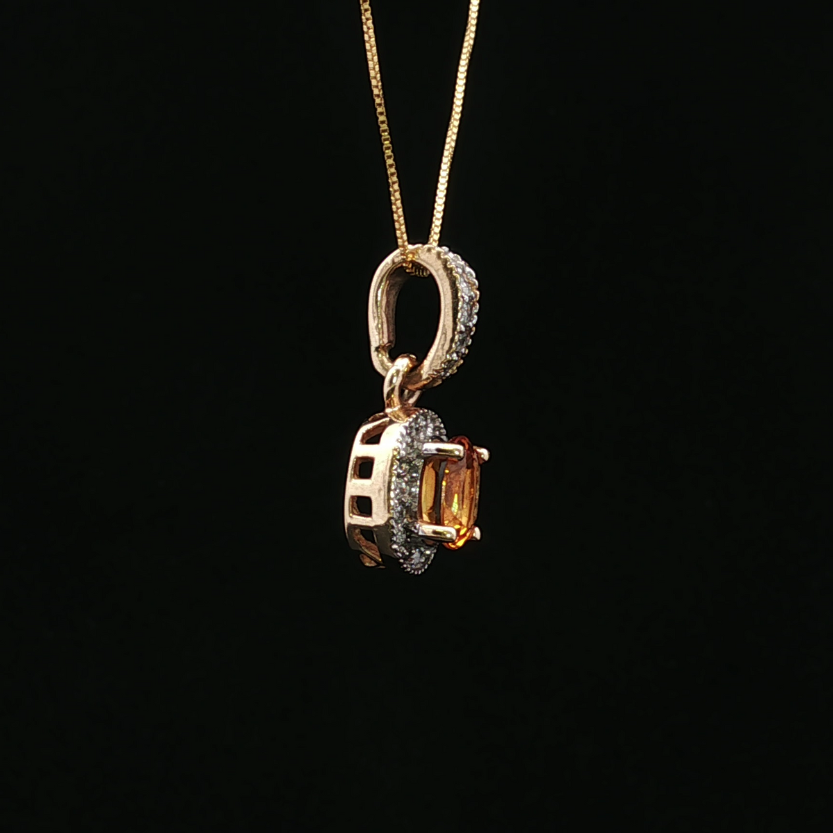 Guadalupe 14K Yellow Gold Citrine & Diamond Halo Pendant