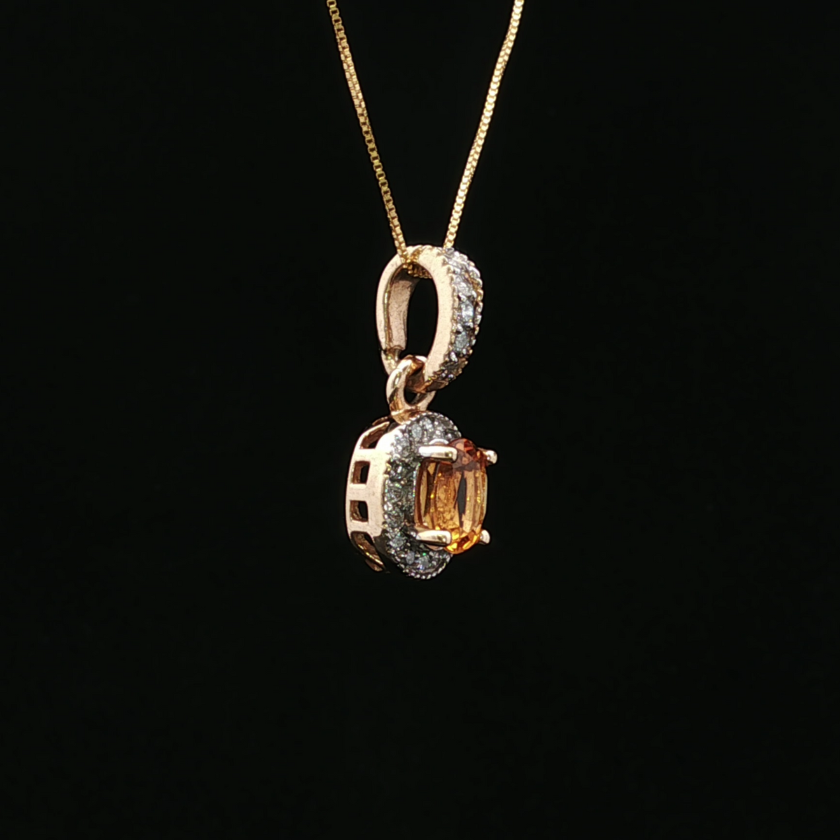 Guadalupe 14K Yellow Gold Citrine & Diamond Halo Pendant