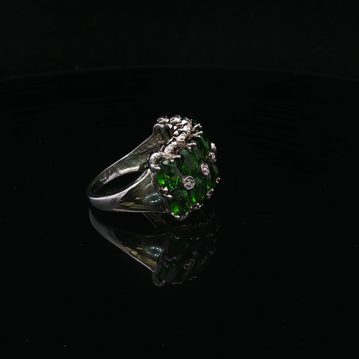 Helena Russian Diopside Vintage Style Silver Ring