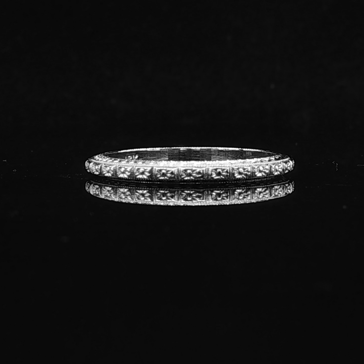 Miriam 18K White Gold Vintage Wedding Band