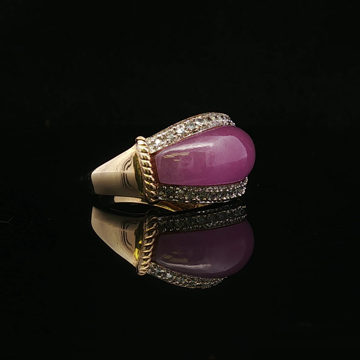 Adelaide Lavender Jadeite & Diamond Ring – 14K