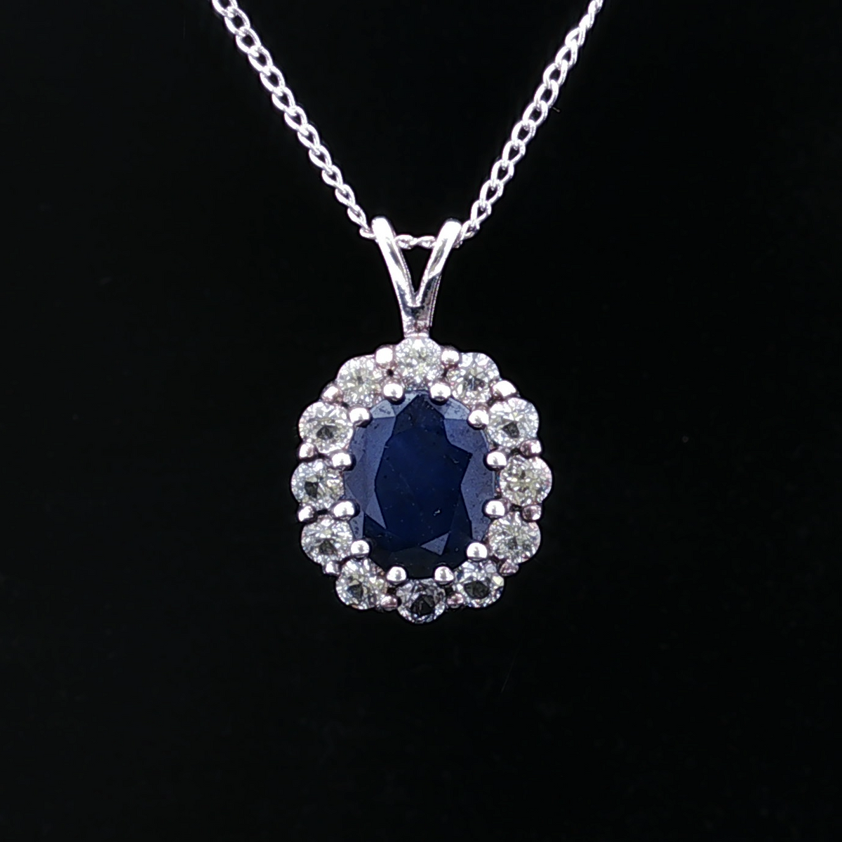 Francesa Silver Lapis Halo Necklace