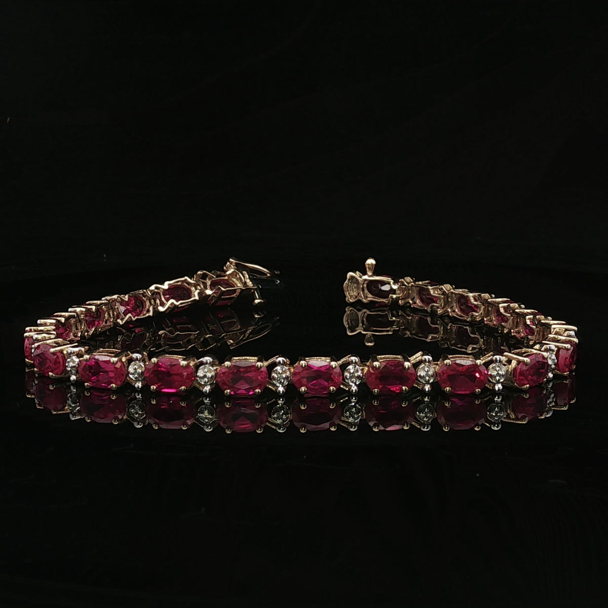 Maudee Ruby and Diamond Link Bracelet 10K Gold