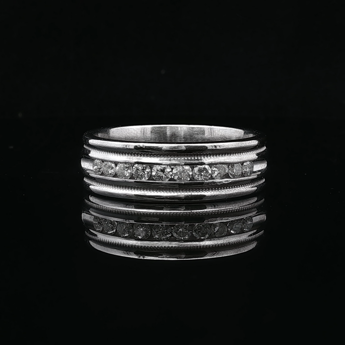 Micah Diamond Wedding Band in 14K White Gold