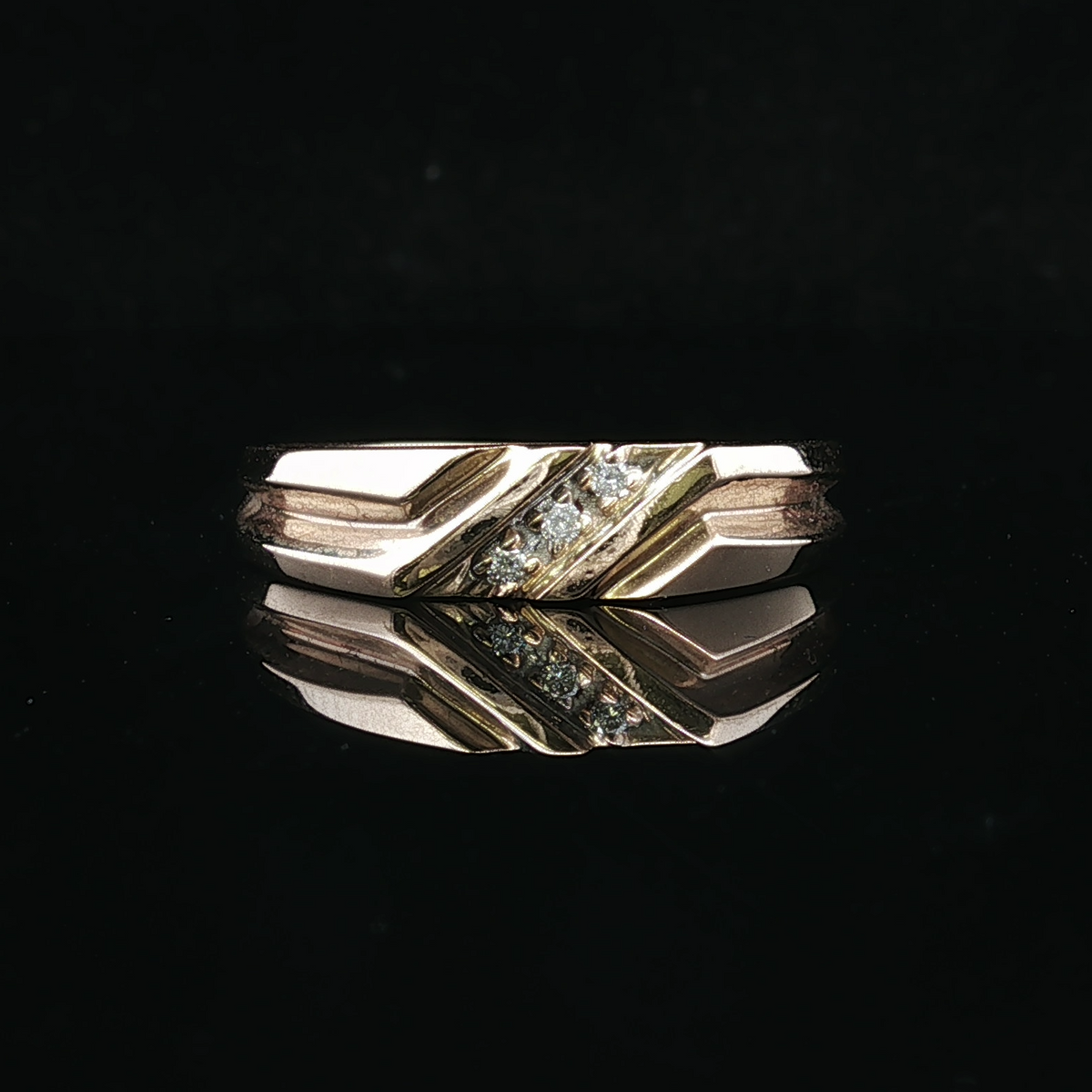 Adonis Three Diamond Wedding Band in 10K Yellow Gold