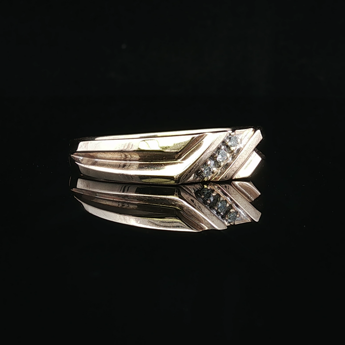 Adonis Three Diamond Wedding Band in 10K Yellow Gold