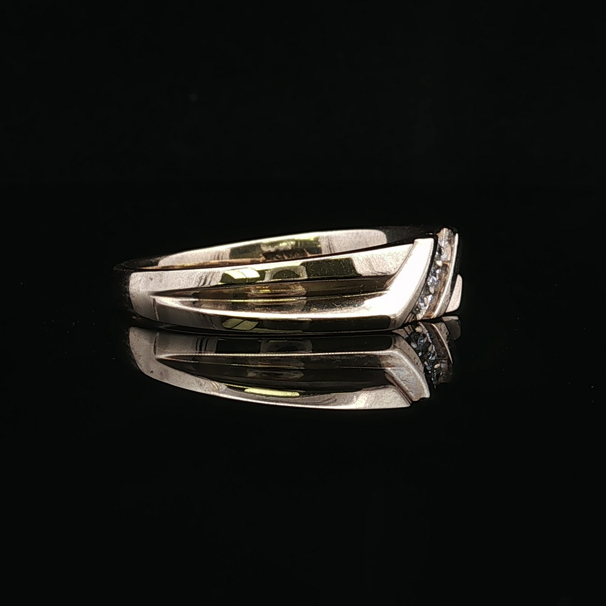 Adonis Three Diamond Wedding Band in 10K Yellow Gold