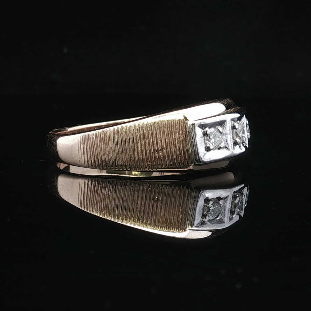 Amias Three Diamond Ring in 14K Yellow Gold