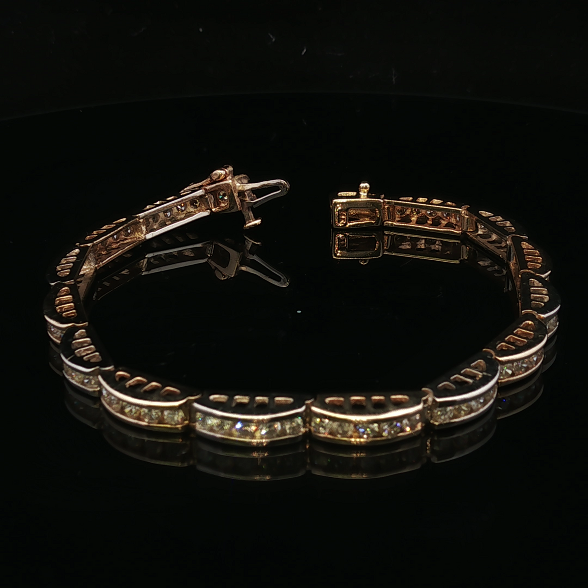 Nathalie 14K Two-Tone 6.75" Diamond Link Tennis Bracelet