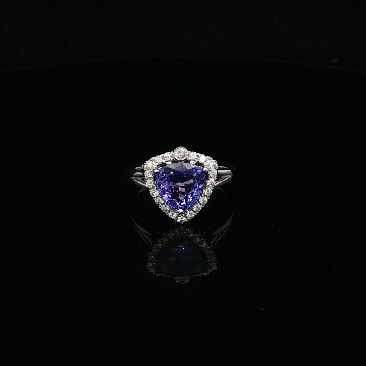 Kaia 14KW Tanzanite Diamond Halo Ring