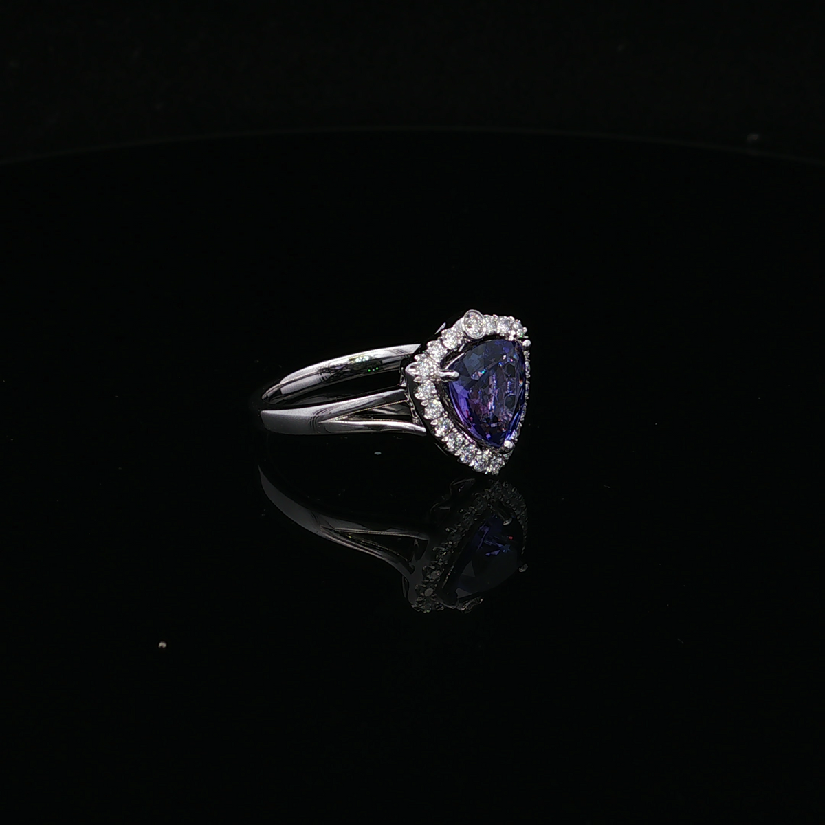 Kaia 14KW Tanzanite Diamond Halo Ring