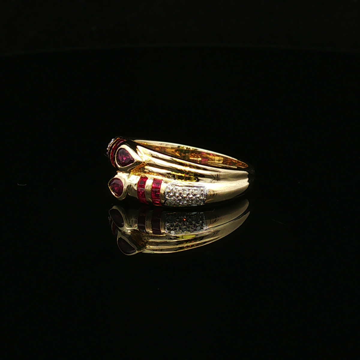 Maribela 14K Two Tone Ruby & Diamond Ring