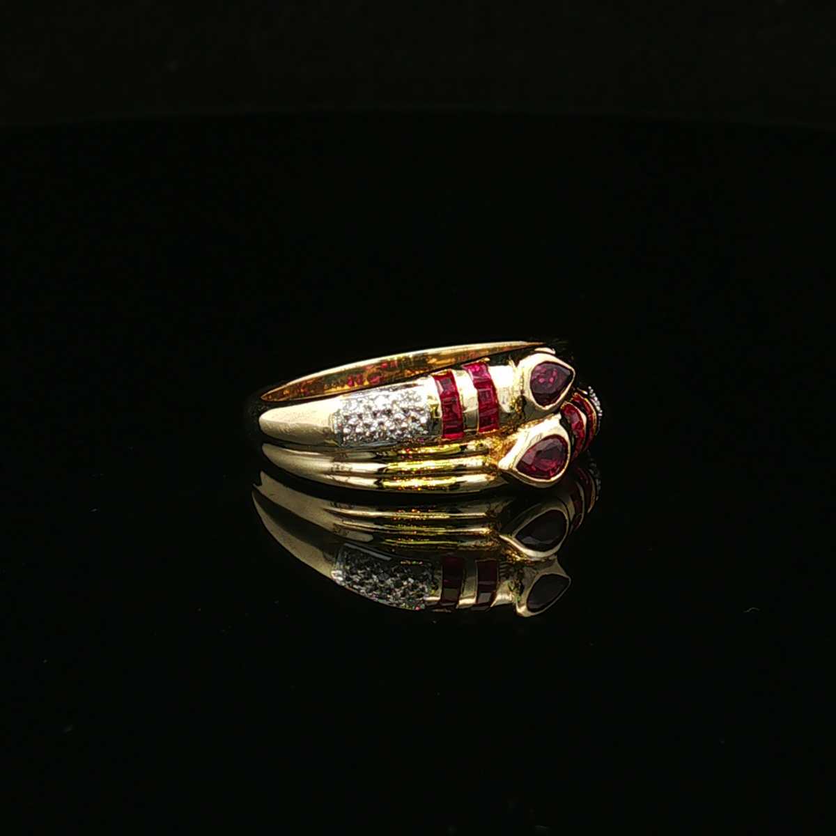 Maribela 14K Two Tone Ruby & Diamond Ring