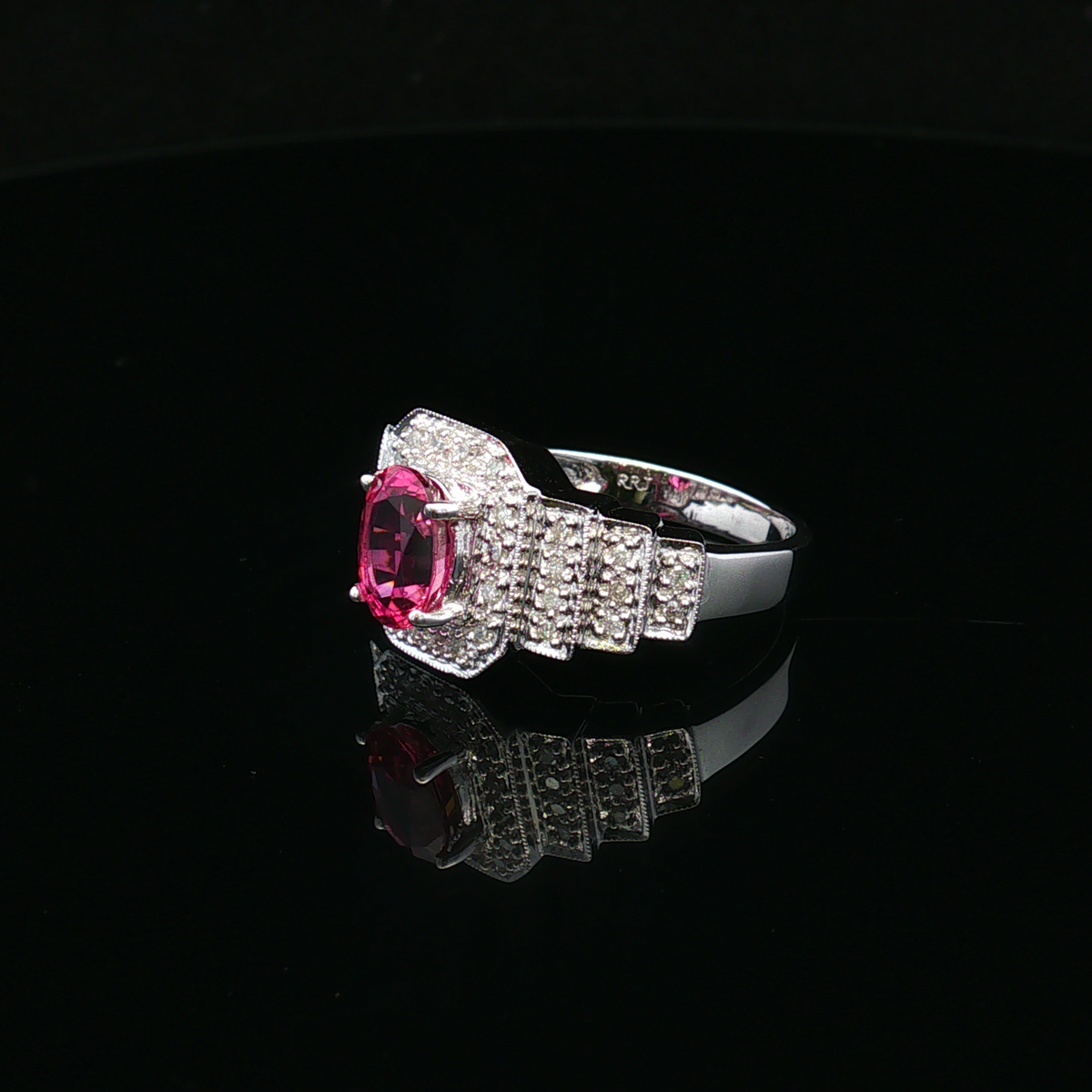 Briellea 14KW Pink Tourmaline & Diamond Ring