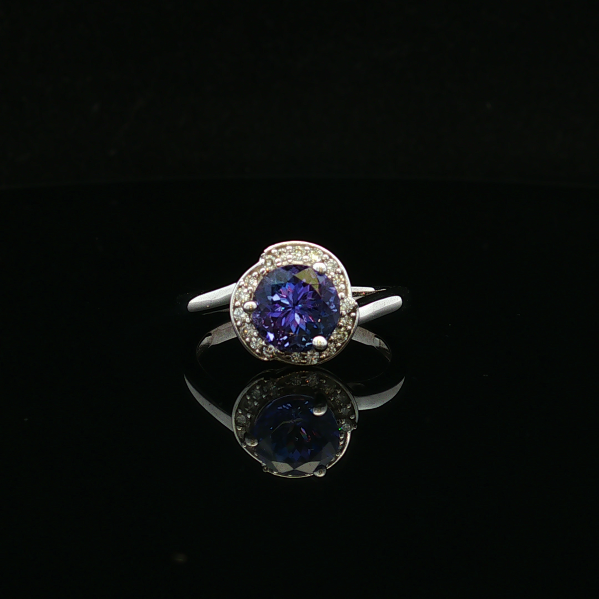 Maribele 14KW 1.40 CT Tanzanite & Diamond Halo Ring