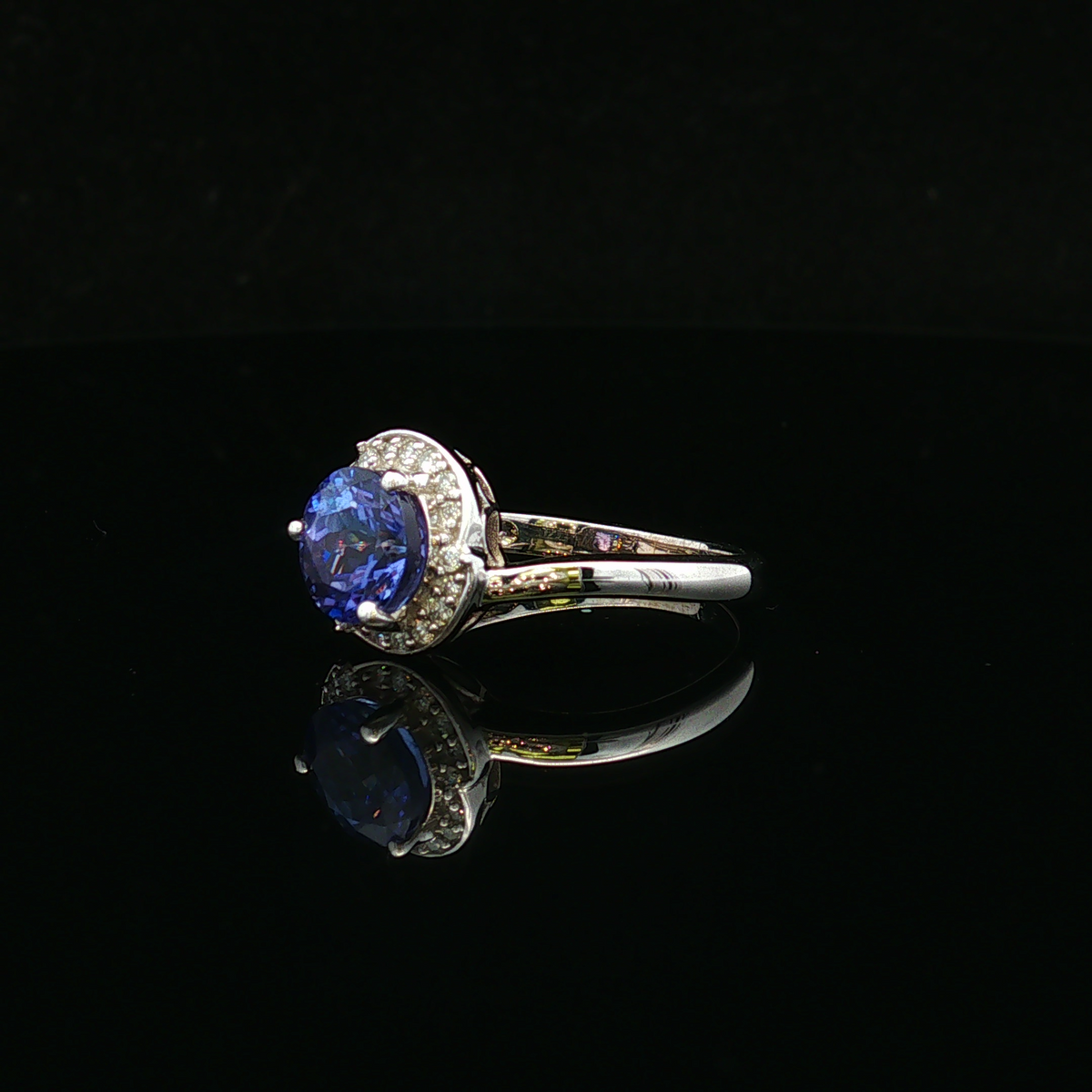 Maribele 14KW 1.40 CT Tanzanite & Diamond Halo Ring