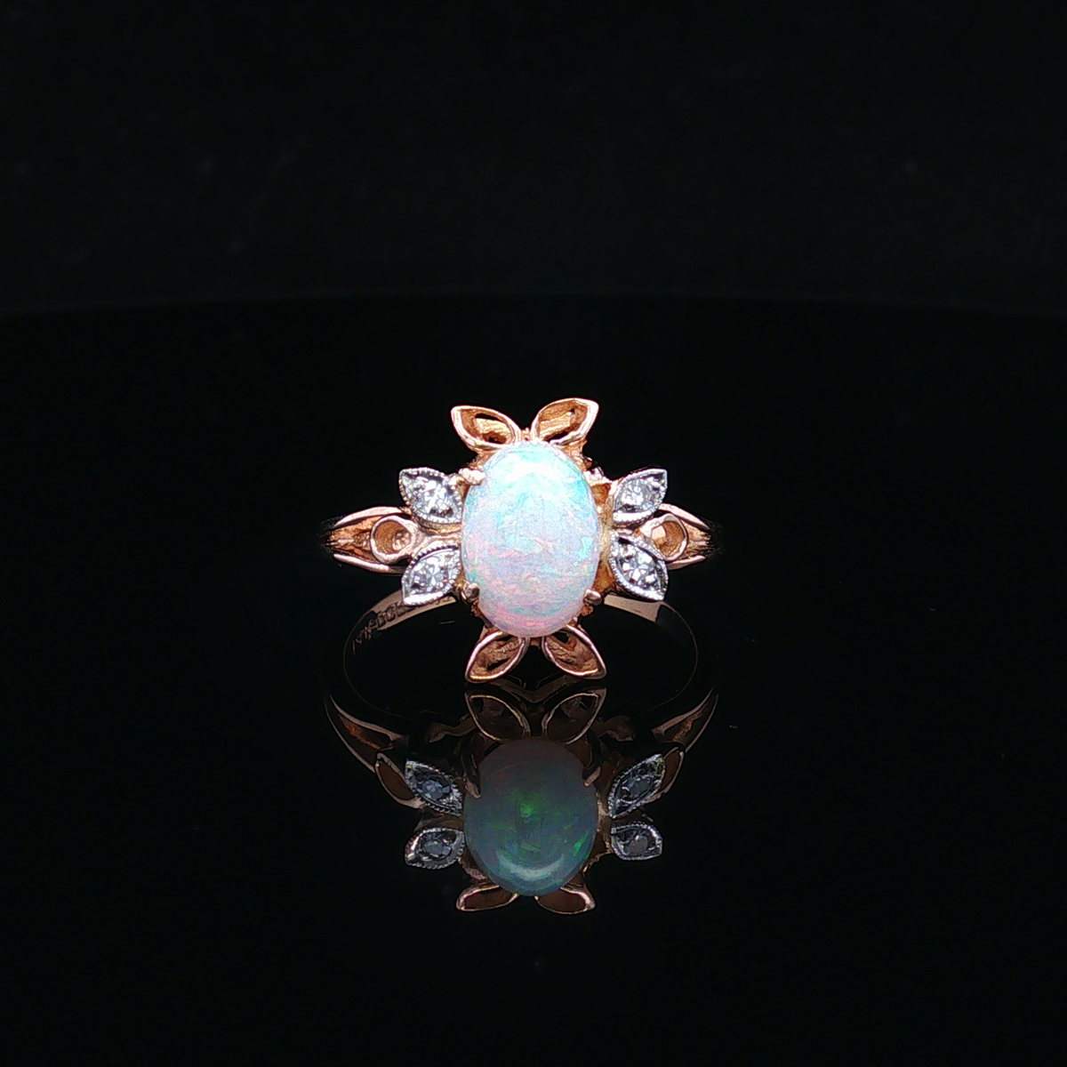 Milarose 14K Two-Tone Opal & Diamond Ring