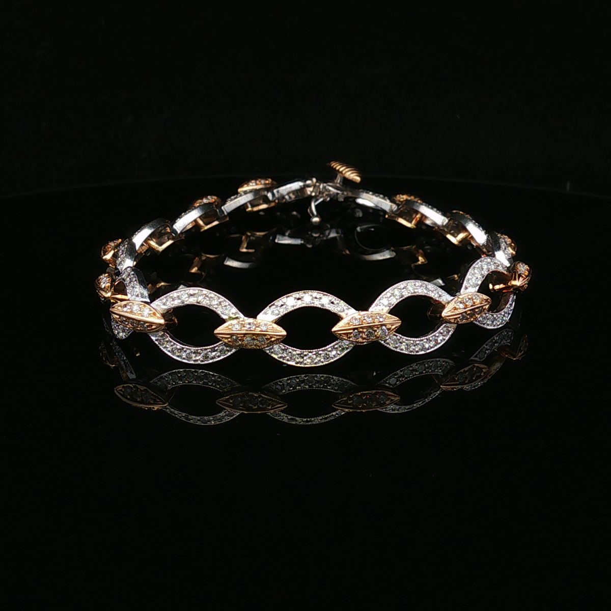 Zinnia 14K Two Tone 2 CTW Diamond Oval Link Bracelet