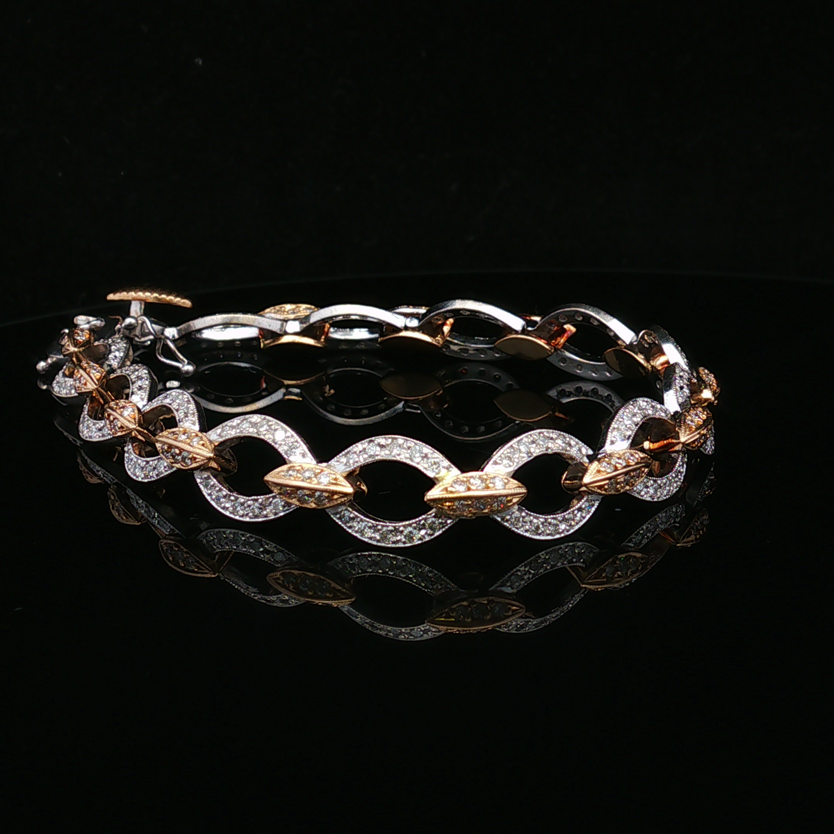 Zinnia 14K Two Tone 2 CTW Diamond Oval Link Bracelet