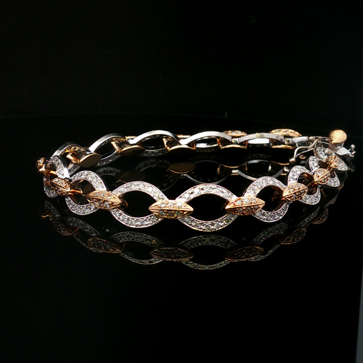 Zinnia 14K Two Tone 2 CTW Diamond Oval Link Bracelet