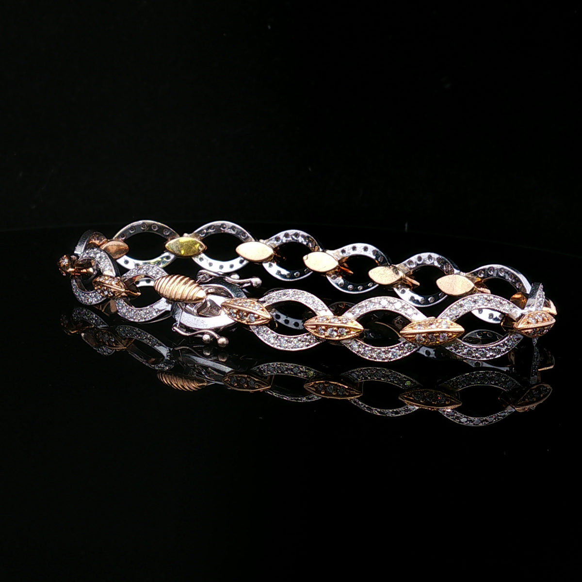 Zinnia 14K Two Tone 2 CTW Diamond Oval Link Bracelet