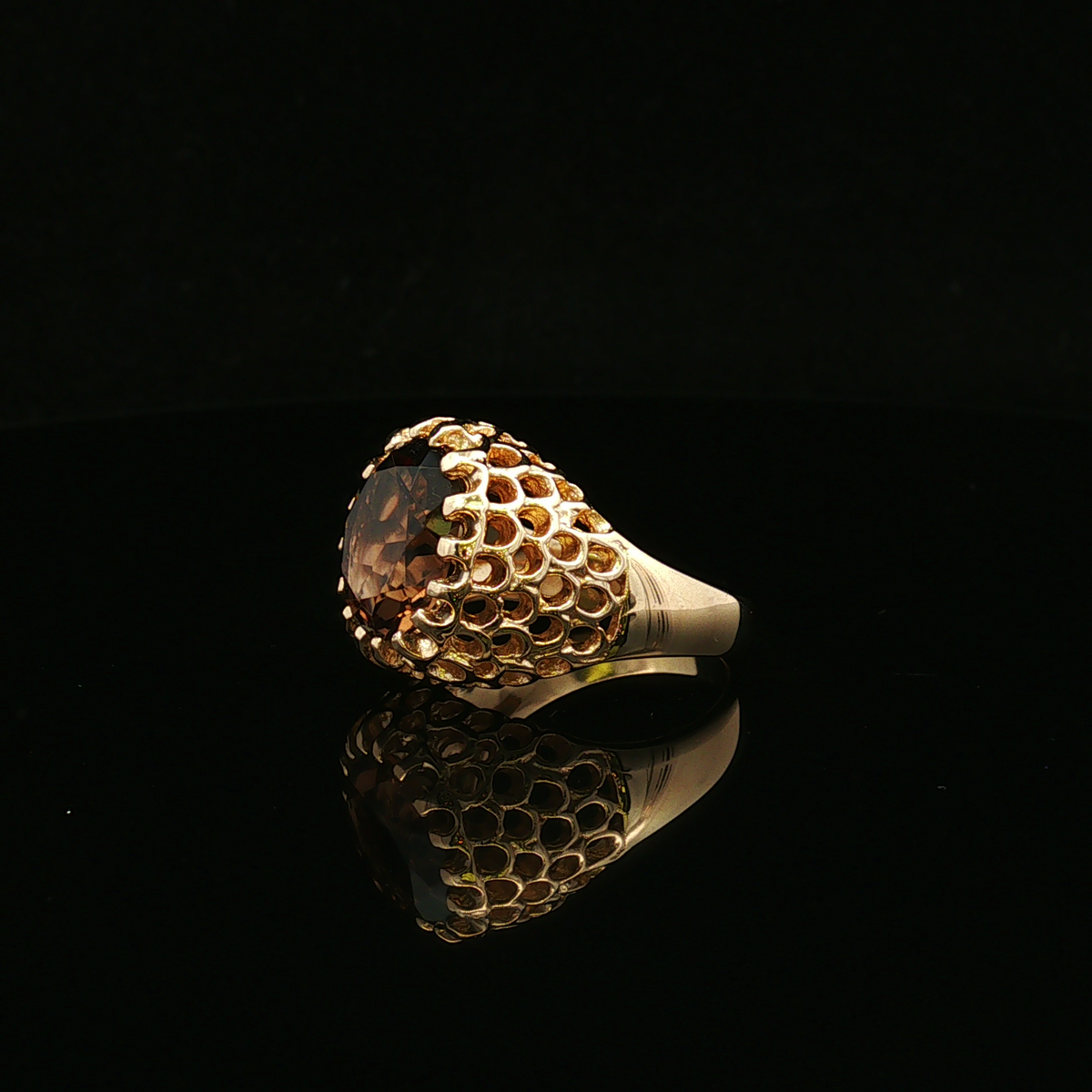 Odettea 14KY Oval Smoky Quartz Ring