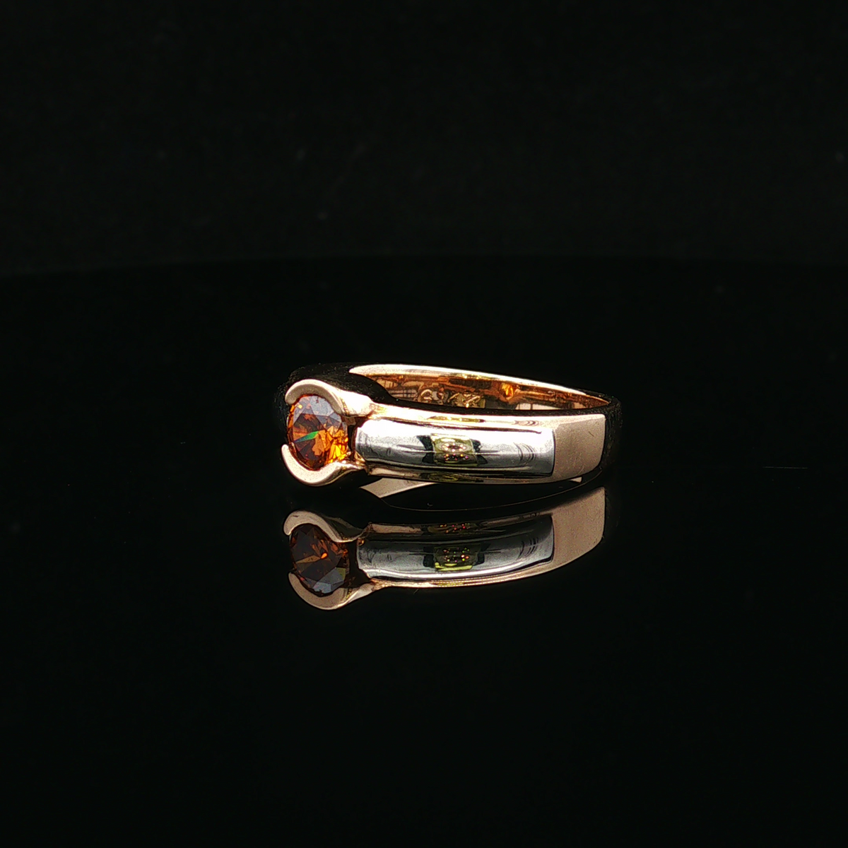 Briellelyn 14K Two Tone Orange Diamond Bezel Ring