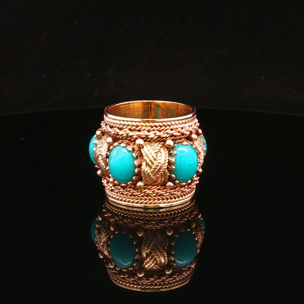 Wrene 14KY Five Oval Turquoise Band