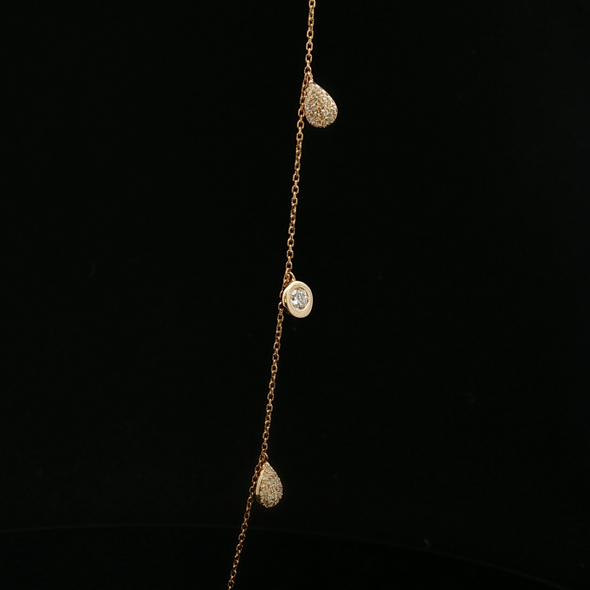 Violet 18KY Adjustable .70 CTW Bezel & Teardrop Diamond Necklace