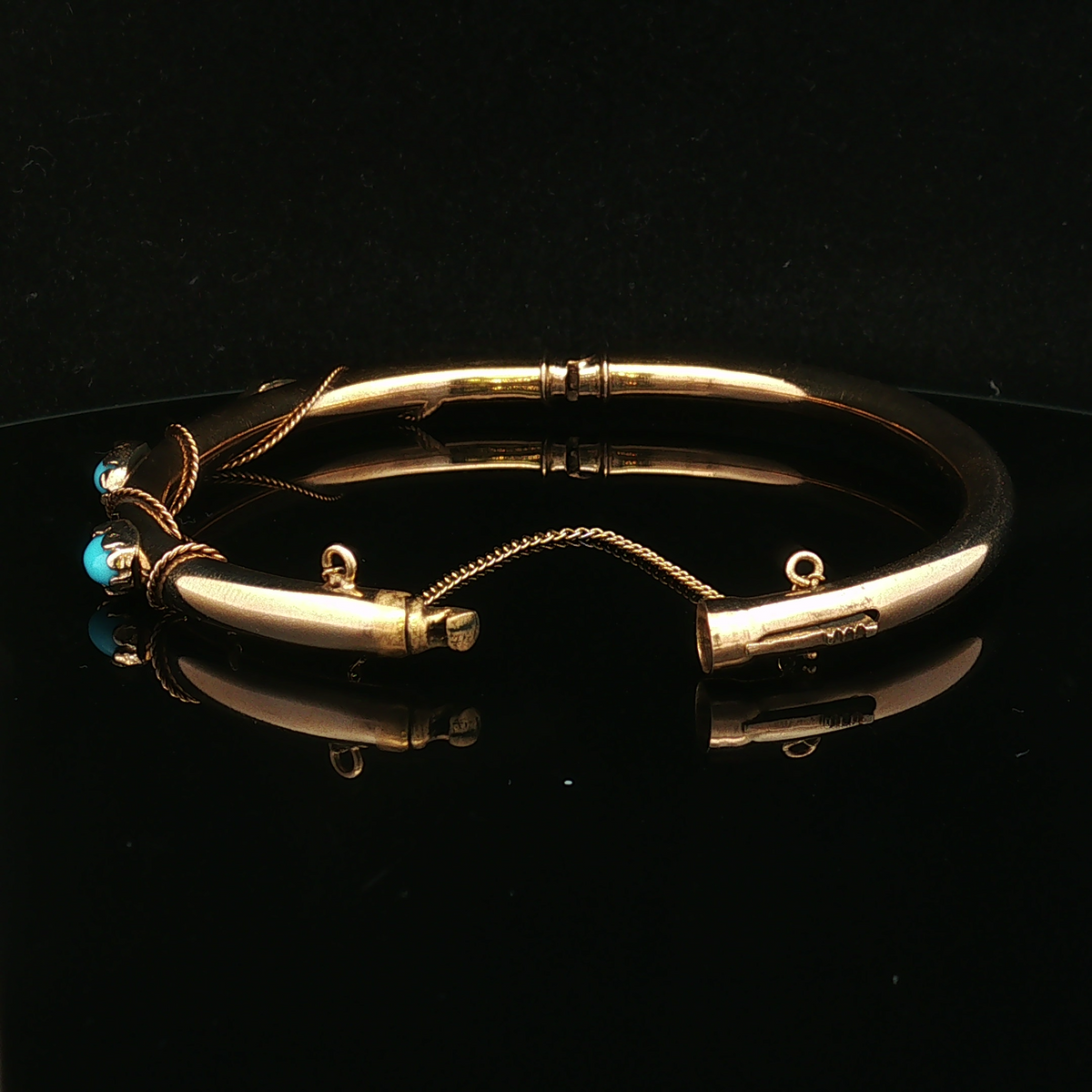 Kaialyn 14K Yellow Gold Turquoise Bangle Bracelet