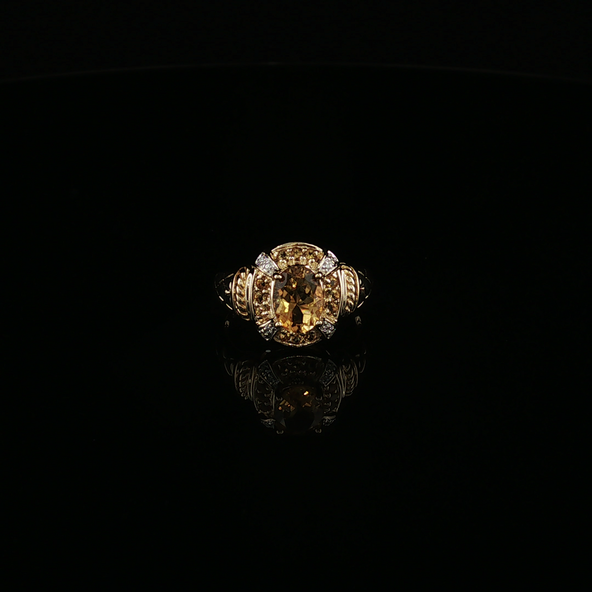 Bess 14K Two-Tone Citrine Halo Ring