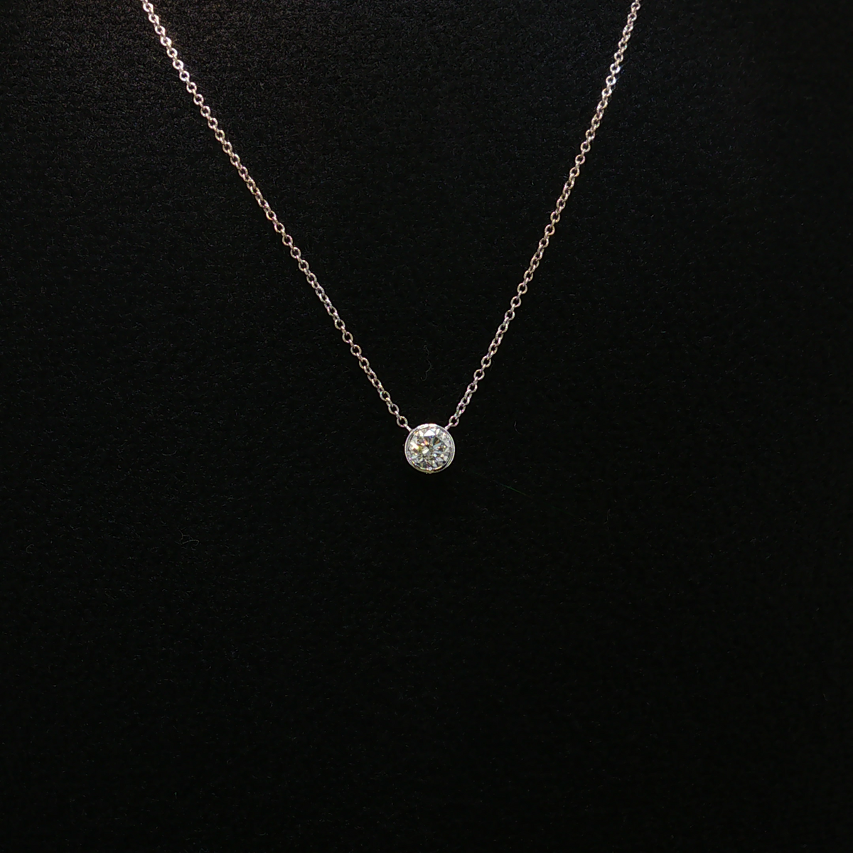 Ione 14K White Gold Bezel Set Diamond Necklace