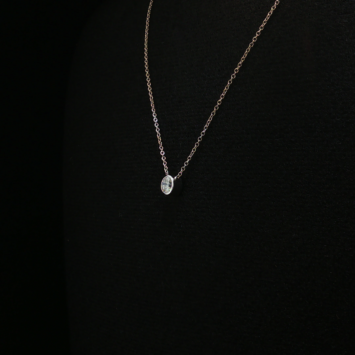 Ione 14K White Gold Bezel Set Diamond Necklace