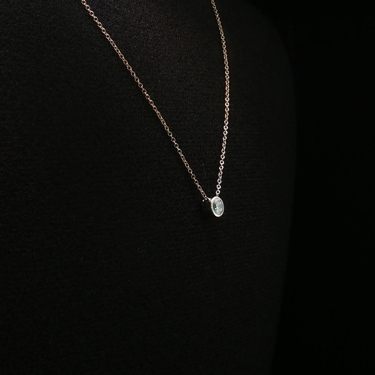 Ione 14K White Gold Bezel Set Diamond Necklace