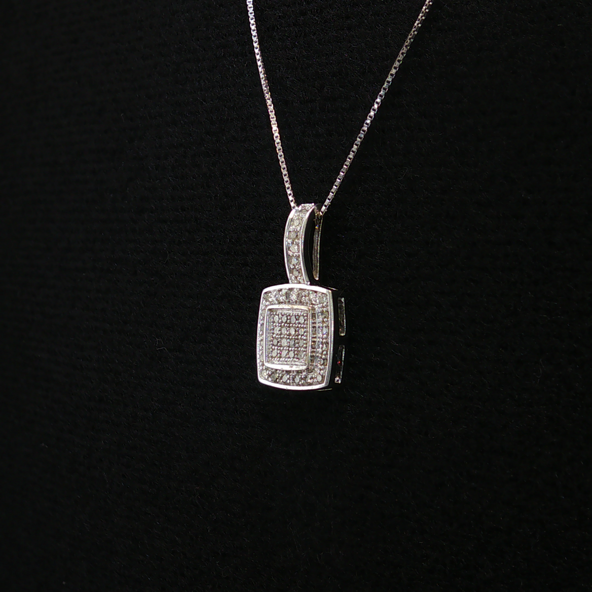Primrose 10K White Gold Square Diamond Necklace – 0.21 CTW