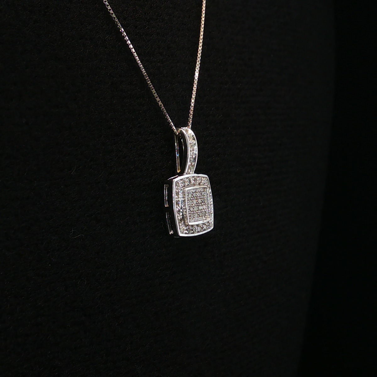 Primrose 10K White Gold Square Diamond Necklace – 0.21 CTW