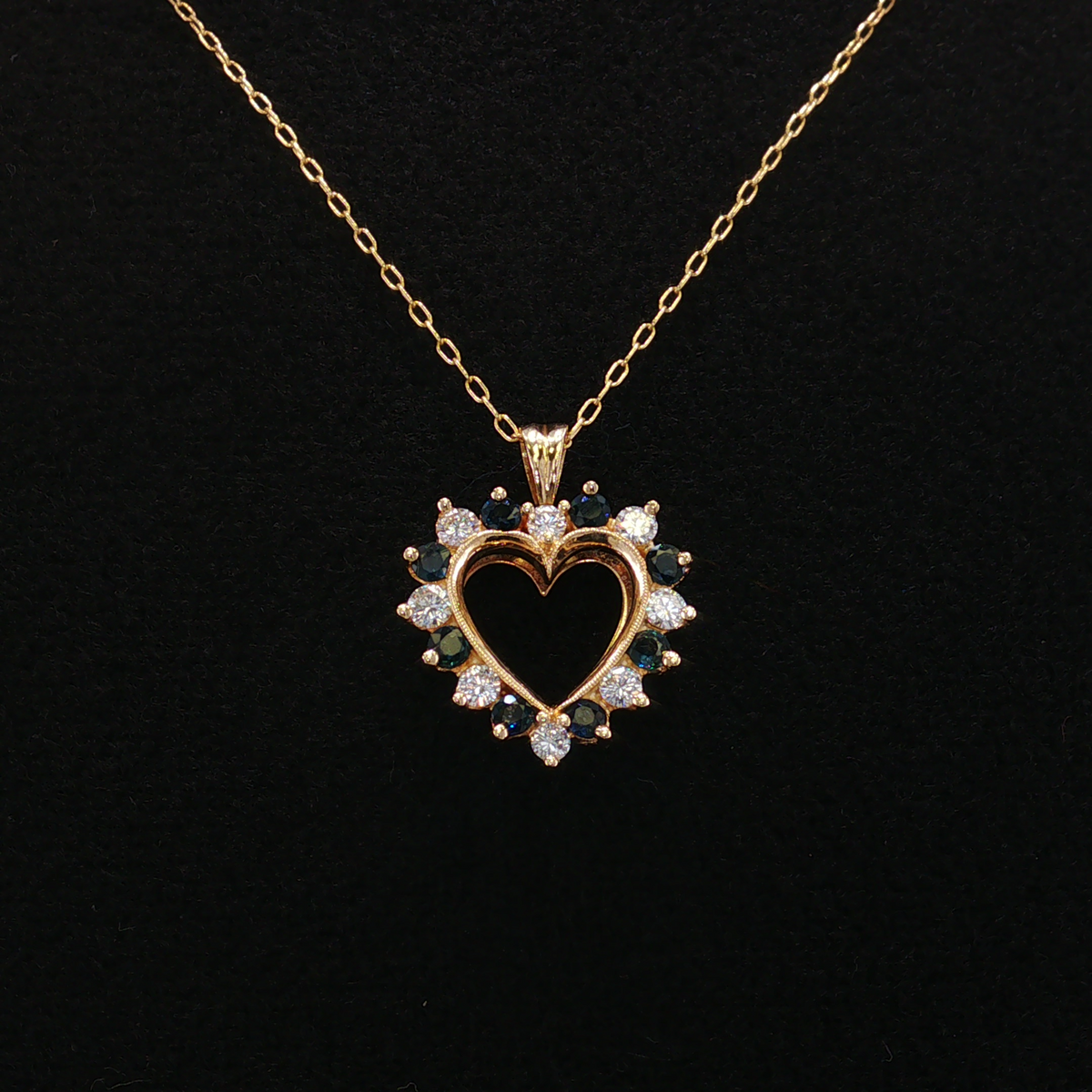 Eliska 14K Yellow Gold Sapphire Diamond Heart Necklace
