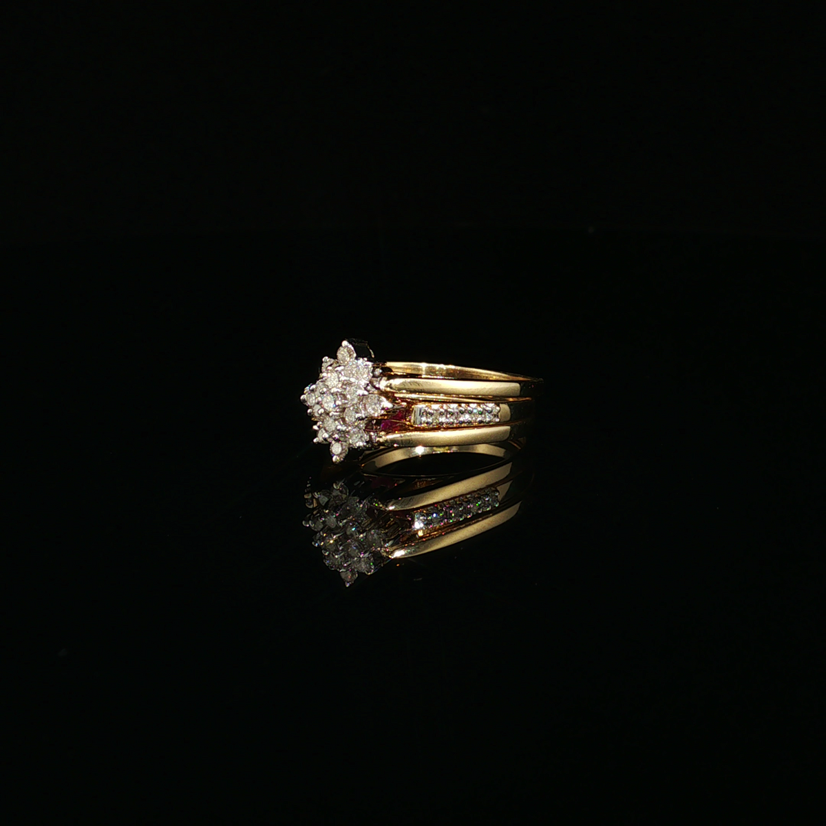 Bryony 14K Two-Tone Pink Sapphire & Diamond Ring Set