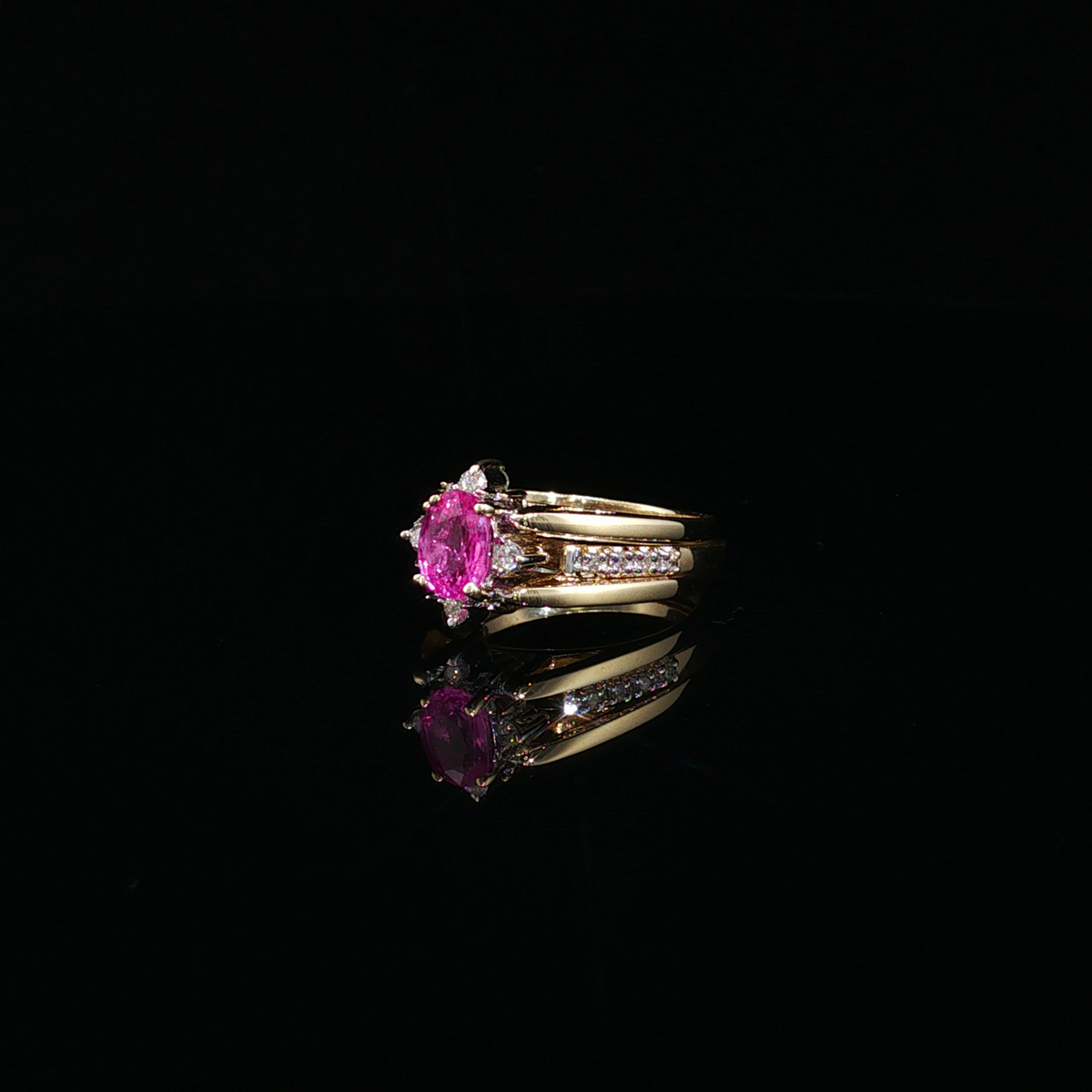 Bryony 14K Two-Tone Pink Sapphire & Diamond Ring Set