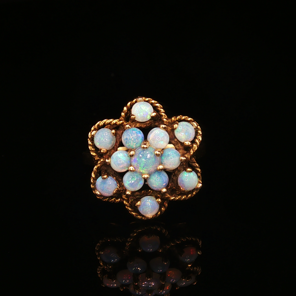 Gladysine Opal 13-Stone Yellow Gold Ring