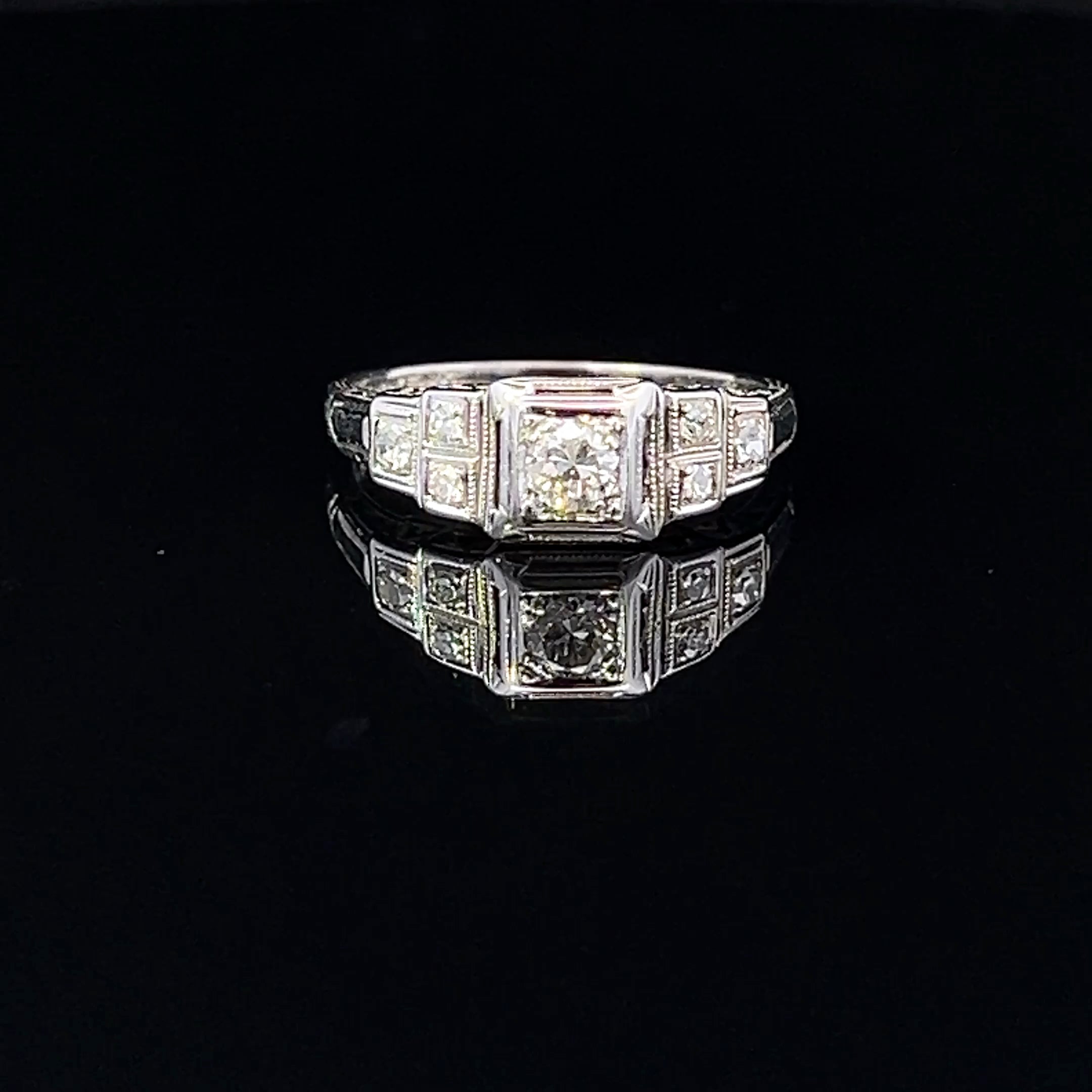 Meghan 18K White Gold Vintage Diamond Ring – 0.37 CTW