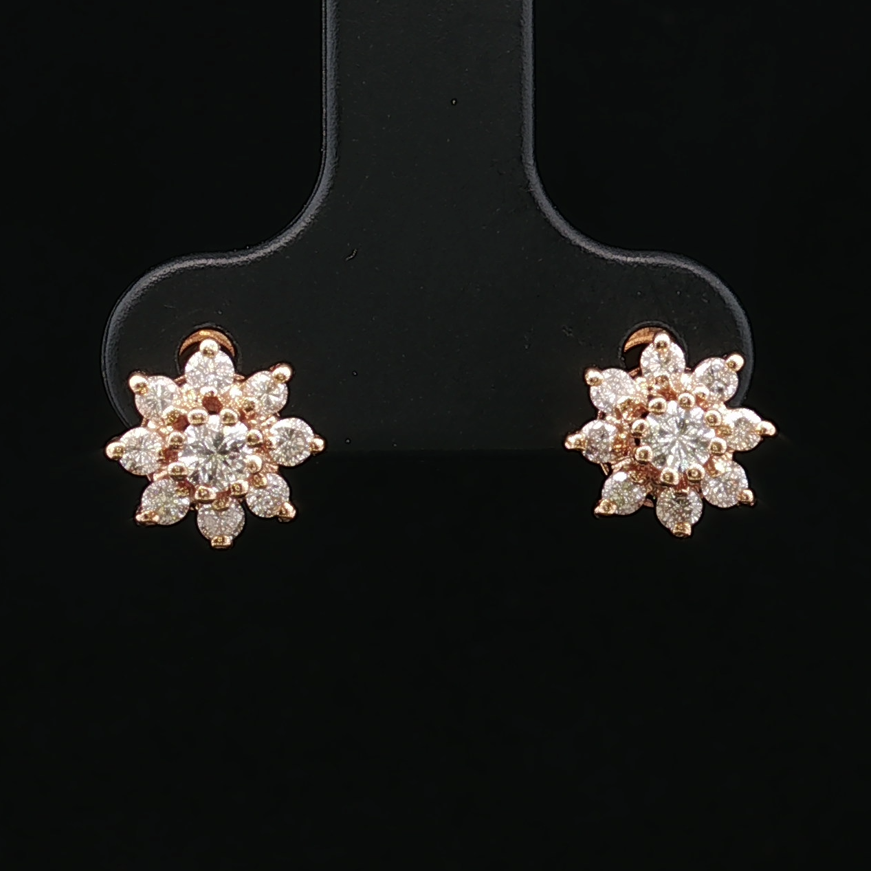 Opala Yellow Gold Diamond Flower Stud Earrings